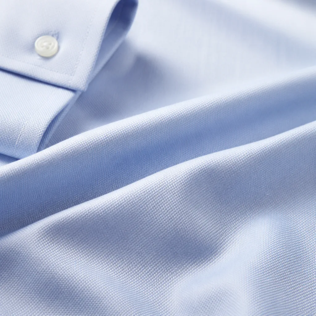 close-up of smooth wrinkle-free cotton shirt fabric texture, studio lighting