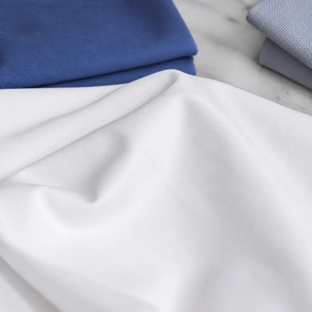 Close-up texture of smooth cotton poplin fabric in white